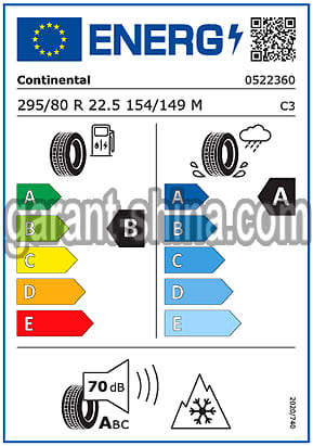 Continental Conti Coach HA3 (универсальная) 295/80 R22.5 154/149M 16PR - Фото Европейские характеристики